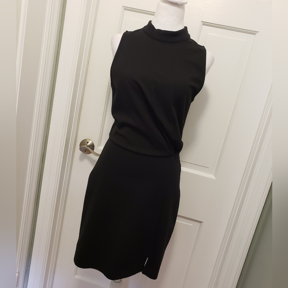 Evereve Black Sleeveless Mock Neck Sheath Dress